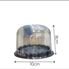 Hộp Nhựa - Tròn H15 Nắp Mô - 10cm Cao 8cm - Đế Đen