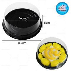 Hộp Nhựa - Tròn H25 - 16cm Cao 5cm - Đế Đen