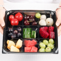 Hộp Nhựa - Vuông 9 Ngăn JHL999 - 21x21x5cm Đế đen