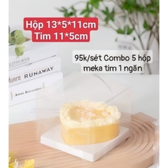 Hộp Nhựa - Vuông Có Quai - Kèm Tim 13cm H6 - 390ml 13.5x11cm