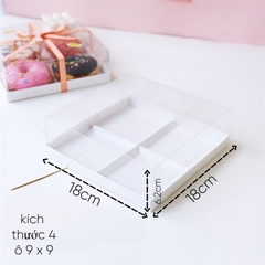 Hộp Nhựa - Vuông Đế Giấy - 4 Ngăn 9x9cm Cao 6.2cm