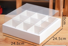 Hộp Nhựa - Vuông Đế Giấy - 9 Ngăn 8x8cm Cao 10cm