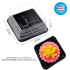 Hộp Nhựa - Vuông JHL12 - 12x12cm Cao 5cm - Đế Đen