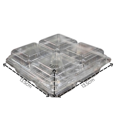 Hộp Nhựa - Vuông Nắp Gập H161 - 4 Ngăn 4x5cm Cao 5cm