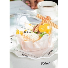 Hộp Nhựa - Vuông Quai Xách HY901 - 500ML 10X6X12cm