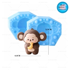 Khuôn Silicon - Động Vật -Con Khỉ Chuối Đứng 2 Mảnh 5.5cm