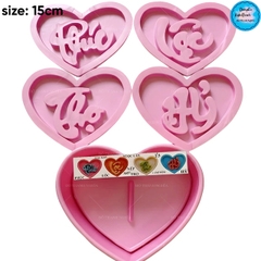 Khuôn Ấn Xôi - Tim NL - Bộ 4 -15cm Phúc Lộc Thọ Hỷ