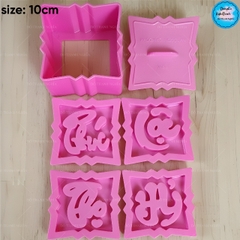 Khuôn Ấn Xôi - Vuông NL - 10cm- Bộ 4 Phúc Lộc Thọ Hỷ