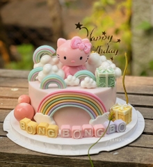 Khuôn Silicon - Mèo Kitty - 2 Mảnh Ôm Táo 6.3cm