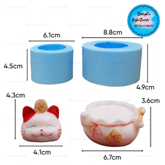 Khuôn Silicon - Động Vật - Mèo Thần Tài - Thỏi Vàng SL100