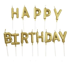 Nến Nhũ Happy Birthday - hồng phấn