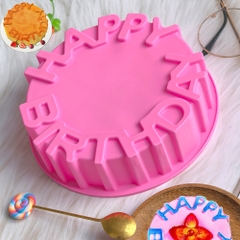 Khuôn Silicon - Đế - Chữ Happy Birthday Tròn 20 Cm