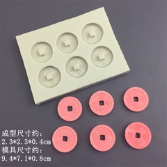 Khuôn Silicon - Thỏi Vàng - Đồng Tiền Tròn 2.3cm 6c