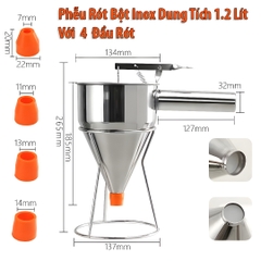 Phễu Inox Tự Ngắt Đầu Nhựa Kèm Giá Đỡ