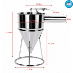 Phễu Inox Tự Ngắt  Kèm Giá Đỡ Nhỏ 17cm