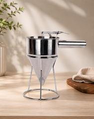 Phễu Inox Tự Ngắt  Kèm Giá Đỡ Nhỏ 17cm