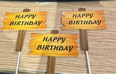 PKC- Set Cắm Biển Giả Gỗ - Chữ Nhật Chữ Happy