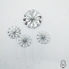 PKC-Set Cắm Quạt Phụ Kiện Trang Trí Bánh- bạc