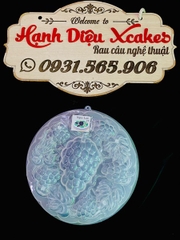 RNL48 - Khuôn Nhựa RCT - Tròn 20cm - Chùm Nho Lá 19Cm Cao 3Cm