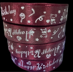 Ruy Băng Trang Trí - 2cm Chữ HPBD -  Đỏ tươi
