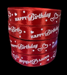 Ruy Băng Trang Trí - 2cm Chữ HPBD -  Đỏ tươi