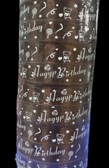 Ruy Băng Trang Trí - 2cm Chữ HPBD -  Đỏ tươi