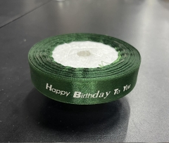 Ruy Băng Trang Trí - 2cm Chữ HPBD - Xanh Rêu
