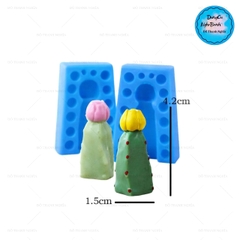 Khuôn Silicon - Sen Đá Đứng 2 Mảnh Hoa 4.2cm
