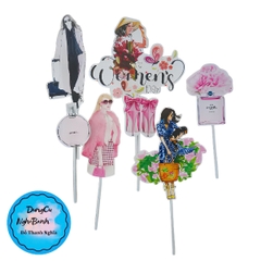Set Cắm Cô Gái 20/10 Phụ Kiện Trang Trái Bánh