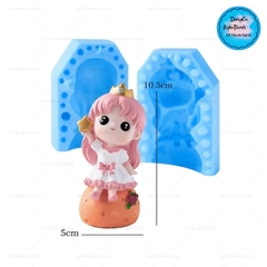 Khuôn Silicon - Em Bé - Công Chúa  Bé Gái Ngồi Quả Cam #27 2 Mảnh 10.5cm