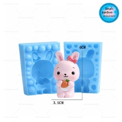 Khuôn Silicon Động Vật Con Thỏ 2 Mảnh Ôm Cà Rốt Đứng  6cm