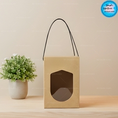 Túi Giấy - Quai Xách - Vuông 12x8.6x8.6cm- Túi Nâu Bò Kraft