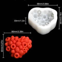 Khuôn Silicon - Trái Tim Mâm Xôi 8.5cm