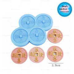 Khuôn Silicon - Thỏi Vàng - Đồng Tiền Tròn 3.8cm 4c