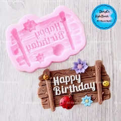 Khuôn Silicon - Chữ Happy Birthday - Hoa Bọ