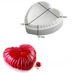 Khuôn Silicon - Đế Tim Xếp Ly 14cm