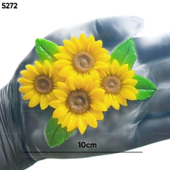 Khuôn Silicon - Hoa Hướng Dương - Mặt Chùm 4 Bông kèm 4 Lá