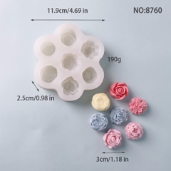 Khuôn Silicon - Hoa Hồng Nở - Vĩ Hồng 7c 3cm