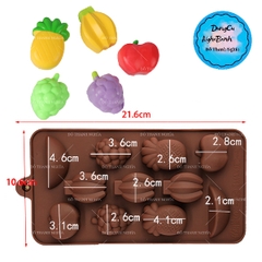 Khuôn Silicon - Trái Cây - Vĩ 11c - 4cm Nho Khóm Chuối Táo