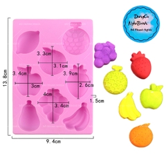 Khuôn Silicon - Trái Cây - Vĩ 8c - 4cm Chuối Nho Chanh Táo Lê