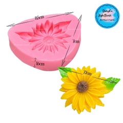Khuôn Silicon - Hoa Hướng Dương - Mặt Kèm Lá 7cm