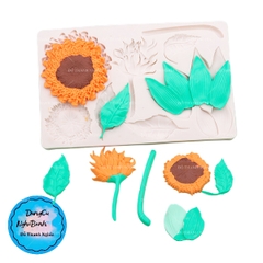 Khuôn Silicon - Hoa Hướng Dương - Mặt Vĩ Kèm Lá 9c