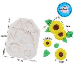 Khuôn Silicon - Hoa Hướng Dương - Mặt Vĩ Kèm Lá 6c