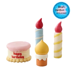 Khuôn Silicon - Bánh Kem -Happy Birthday 2 Mảnh