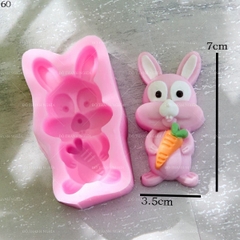 Khuôn Silicon - Động Vật - Con Thỏ Ôm Cà Rốt 7cm