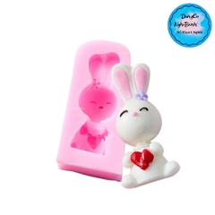 Khuôn Silicon - Động Vật - Con Thỏ Tim 5.7cm