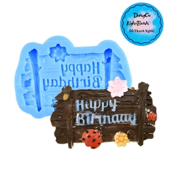 Khuôn Silicon - Chữ Happy Birthday - Hoa Bọ
