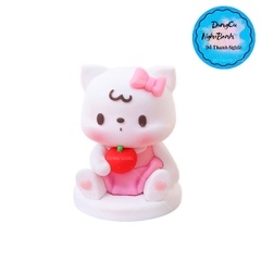 Khuôn Silicon - Mèo Kitty - 2 Mảnh Ôm Táo 6.3cm