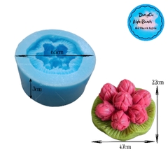 Khuôn Silicon - Hoa Sen Nụ - Búp Sen Kèm Lá 4.7cm 7c