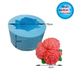 Khuôn Silicon - Hoa Mẫu Đơn - 6cm - Chùm Kèm Lá